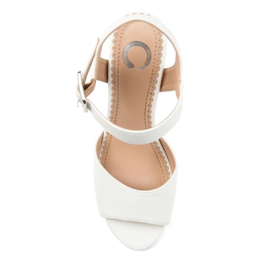 JOURNEE COLLECTION Womens White Stretch Ricci Round Toe Wedge Sandals 10 M - Picture 2 of 4